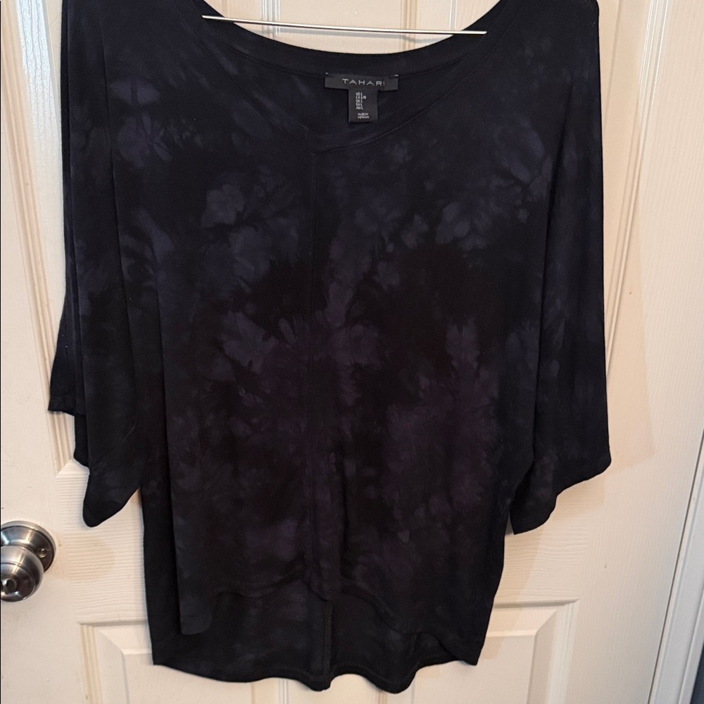 Women's Tahari Black Tie-Dye Top